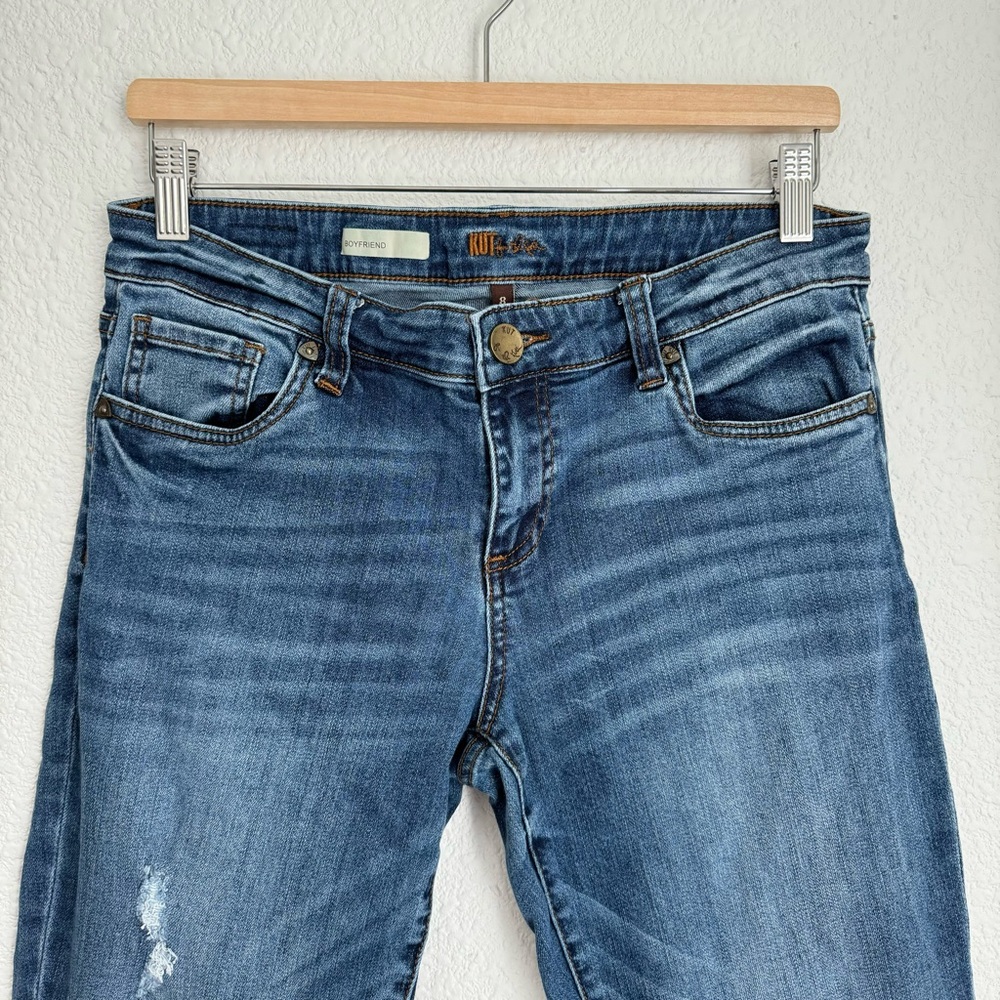 Kut From the Kloth blue distressed midrise cropped boyfriend jeans size 8 / 29 - Picture 2 of 7